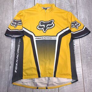 Fox Racing Jersey Mens XXL Yellow Black Cycling 3/4 Zip Short Sleeve Vintage